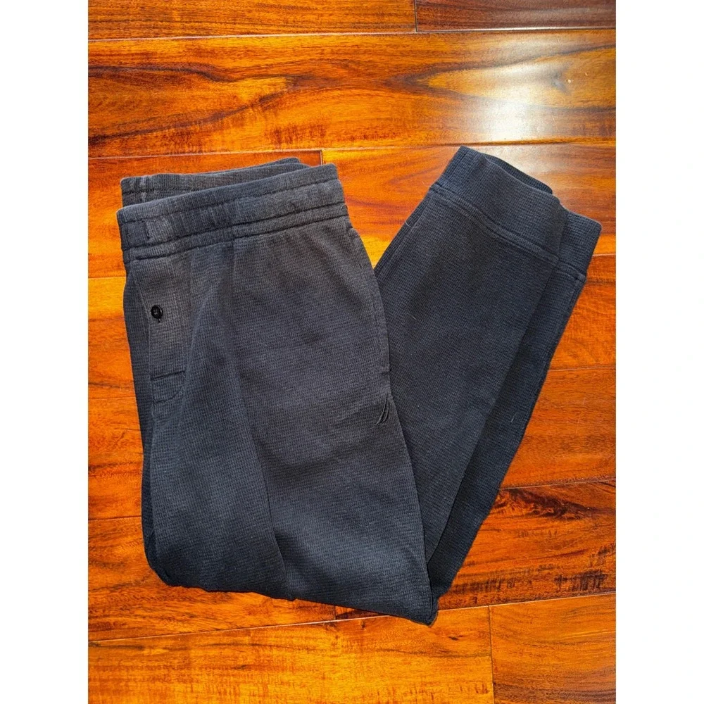 Nautica Jogger‎ Pajama Pants Mens L Gray Excellent Waffle Knit Thermal Sleepwear
